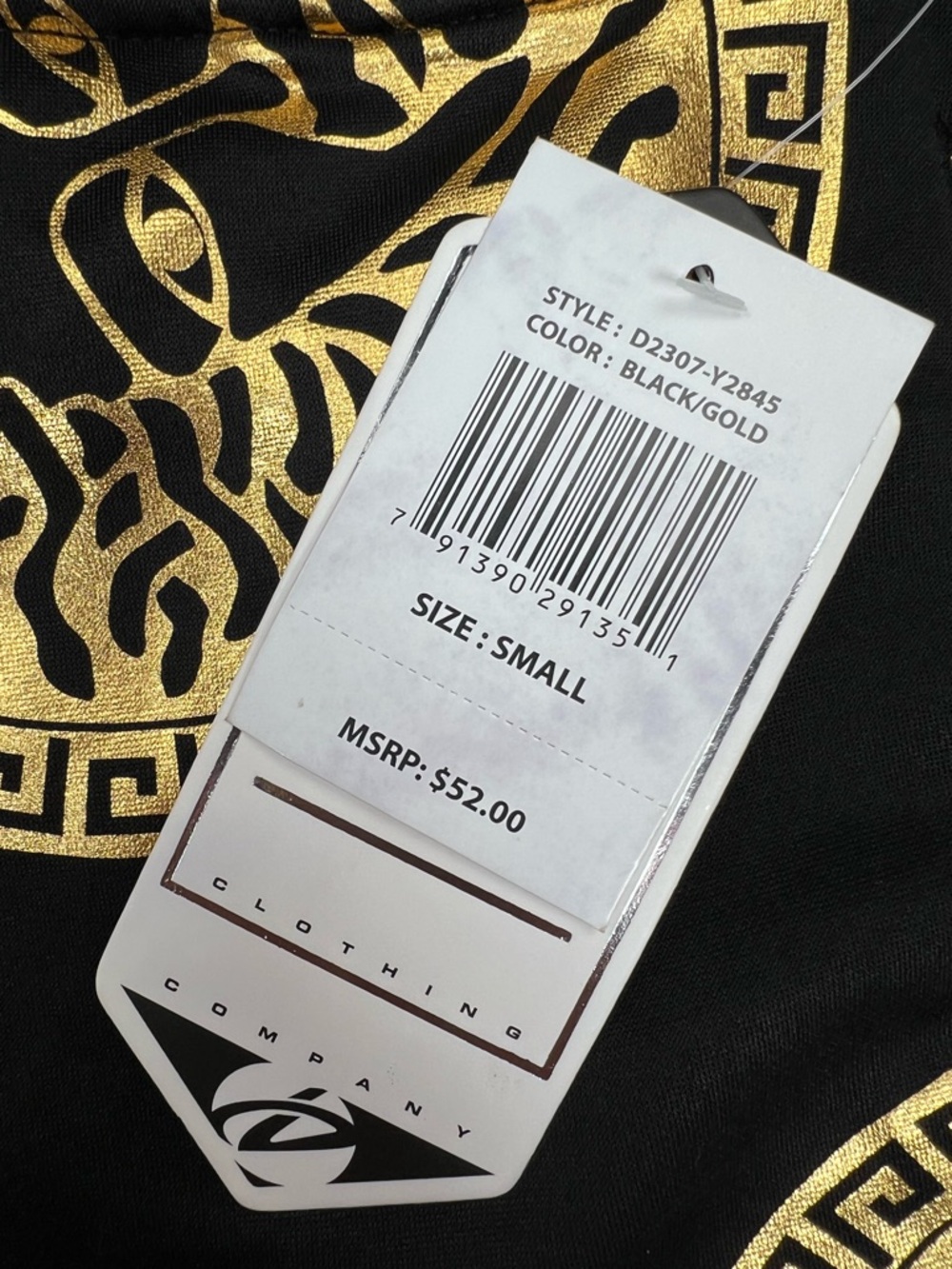 NWT Drill Clothing Company Medusa Print Black Gold Drawstring Shorts Small - Picture 6 of 7